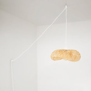 Lámpara colgante de mimbre "FREY" - Con interruptor y enchufe - E27 - Barcelona Led-Decoración