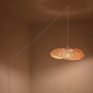 Lámpara colgante de mimbre "FREY" - Con interruptor y enchufe - E27 - Barcelona Led-Decoración
