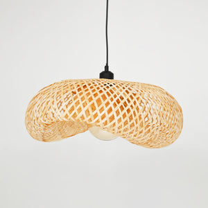 Lámpara colgante de mimbre "FREY" - Con interruptor y enchufe - E27 (19)