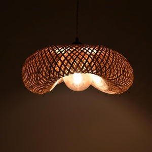 Lámpara colgante de mimbre "FREY" - Con interruptor y enchufe - E27 - Barcelona Led-Decoración