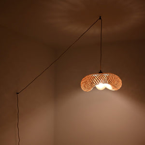 Lámpara colgante de mimbre "FREY" - Con interruptor y enchufe - E27 - Barcelona Led-Decoración