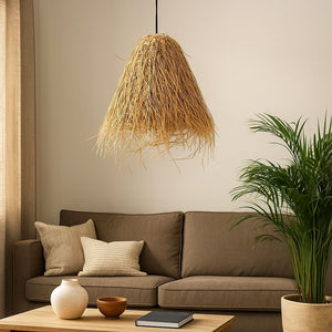 Lámpara colgante de mimbre "GUSS" - Con interruptor y enchufe - E27 - Barcelona Led-Decoración