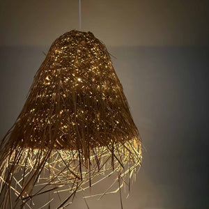 Lámpara colgante de mimbre "GUSS" - Con interruptor y enchufe - E27 - Barcelona Led-Decoración