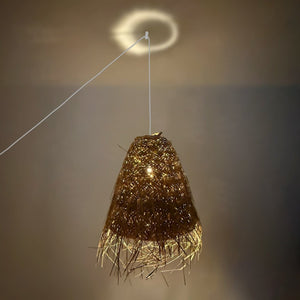 Lámpara colgante de mimbre "GUSS" - Con interruptor y enchufe - E27 - Barcelona Led-Decoración
