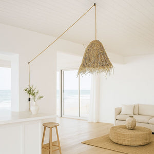Lámpara colgante de mimbre "GUSS" - Con interruptor y enchufe - E27 - Barcelona Led-Decoración