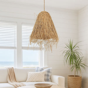 Lámpara colgante de mimbre "GUSS" - Con interruptor y enchufe - E27 - Barcelona Led-Decoración