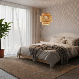 Lámpara colgante de mimbre "JENSEN" - Ø40cm - E27 - Barcelona Led-Decoración