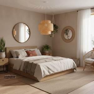 Lámpara colgante de mimbre "JENSEN" - Ø40cm - E27 - Barcelona Led-Decoración