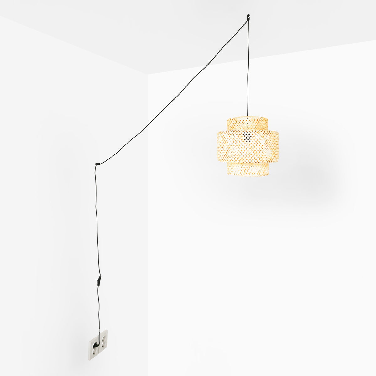 Lámpara colgante de mimbre "JENSEN" - Ø40cm - Con interruptor y enchufe - E27 (1)
