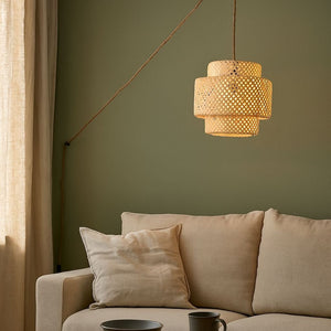 Lámpara colgante de mimbre "JENSEN" - Ø40cm - Con interruptor y enchufe - E27 - Barcelona Led-Decoración