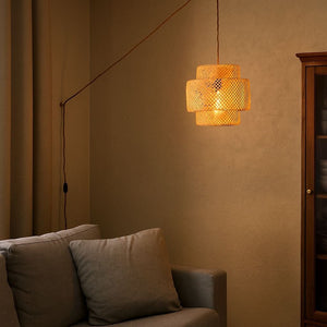 Lámpara colgante de mimbre "JENSEN" - Ø40cm - Con interruptor y enchufe - E27 - Barcelona Led-Decoración