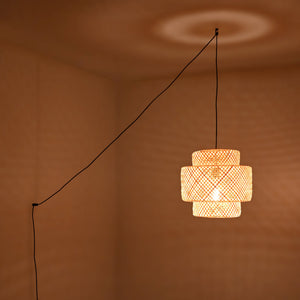 Lámpara colgante de mimbre "JENSEN" - Ø40cm - Con interruptor y enchufe - E27 (5)