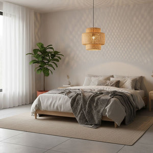 Lámpara colgante de mimbre "JENSEN" - Ø40cm - E27 - Barcelona Led-Decoración
