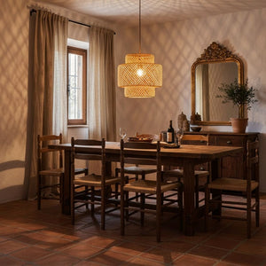 Lámpara colgante de mimbre "JENSEN" - Ø40cm - E27 - Barcelona Led-Decoración