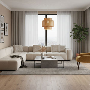 Lámpara colgante de mimbre "JENSEN" - Ø50cm - E27 (9)