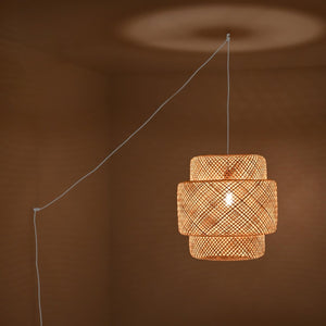 Lámpara colgante de mimbre "JENSEN" - Ø50cm - Con interruptor y enchufe - E27 - Barcelona Led-Decoración