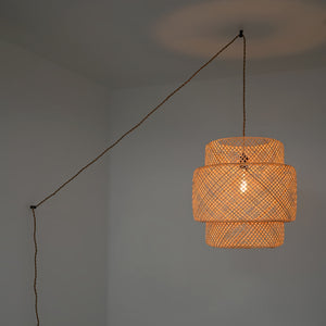 Lámpara colgante de mimbre "JENSEN" - Ø50cm - Con interruptor y enchufe - E27 (24)