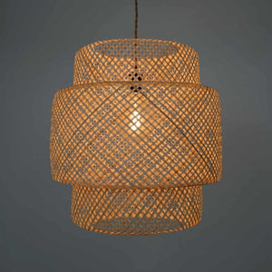 Lámpara colgante de mimbre "JENSEN" - Ø50cm - Con interruptor y enchufe - E27 - Barcelona Led-Decoración