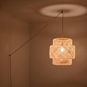 Lámpara colgante de mimbre "JENSEN" - Ø50cm - Con interruptor y enchufe - E27 (29)