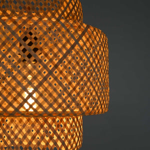 Lámpara colgante de mimbre "JENSEN" - Ø50cm - Con interruptor y enchufe - E27 (33)