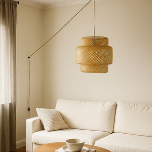 Lámpara colgante de mimbre "JENSEN" - Ø50cm - Con interruptor y enchufe - E27 - Barcelona Led-Decoración