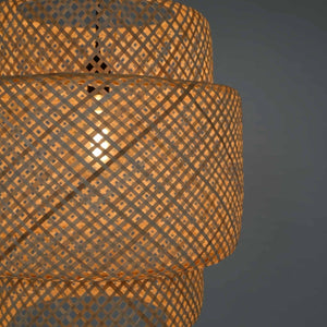 Lámpara colgante de mimbre "JENSEN" - Ø50cm - Con interruptor y enchufe - E27 - Barcelona Led-Decoración