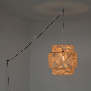 Lámpara colgante de mimbre "JENSEN" - Ø50cm - Con interruptor y enchufe - E27 (12)