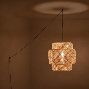 Lámpara colgante de mimbre "JENSEN" - Ø50cm - Con interruptor y enchufe - E27 - Barcelona Led-Decoración