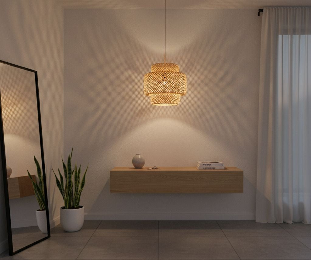 Lámpara colgante de mimbre "JENSEN" - Ø50cm - E27 (1)