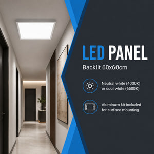 Panel LED Backlit 60x60cm - 40W - 100lm/W - Driver flicker free - UGR19 - IP40 - KIT DE MONTAJE (13)