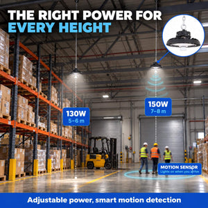 Campana LED UFO industrial 150W - CCT - Con sensor de movimiento - 170lm/W - Driver LIFUD - IP65 - 5 años garantía (7)