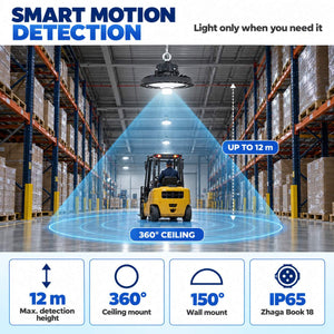 Campana LED UFO industrial 150W - CCT - Con sensor de movimiento - 170lm/W - Driver LIFUD - IP65 - 5 años garantía (3)
