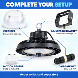 Campana LED UFO industrial 150W - CCT - Con sensor de movimiento - 170lm/W - Driver LIFUD - IP65 - 5 años garantía (13)