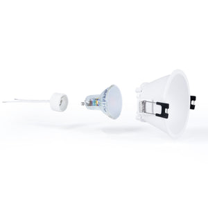 KIT Aro empotrable fijo Ø93mm + Bombilla GU10 5,4W + Portalámparas