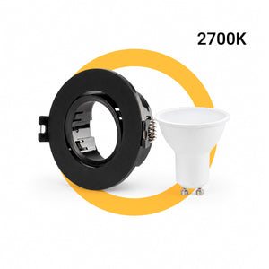 KIT - Aro downlight basculante Ø75mm + Bombilla GU10 5W + Casquillo GU10 (42)