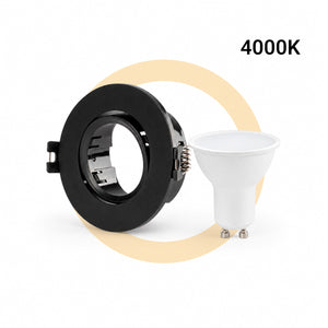 KIT - Aro downlight basculante Ø75mm + Bombilla GU10 5W + Casquillo GU10 (56)