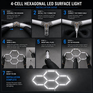 Lámpara LED hexagonal - 6500K - 4 hexágonos - 440cm (5)