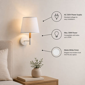 Aplique de pared con pantalla de tela "VELUM" - E27 - Barcelona Led-Decoración