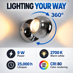 Aplique de pared LED con óptica "BOO" 9W - Cromo - Up & down - 2700K (4)