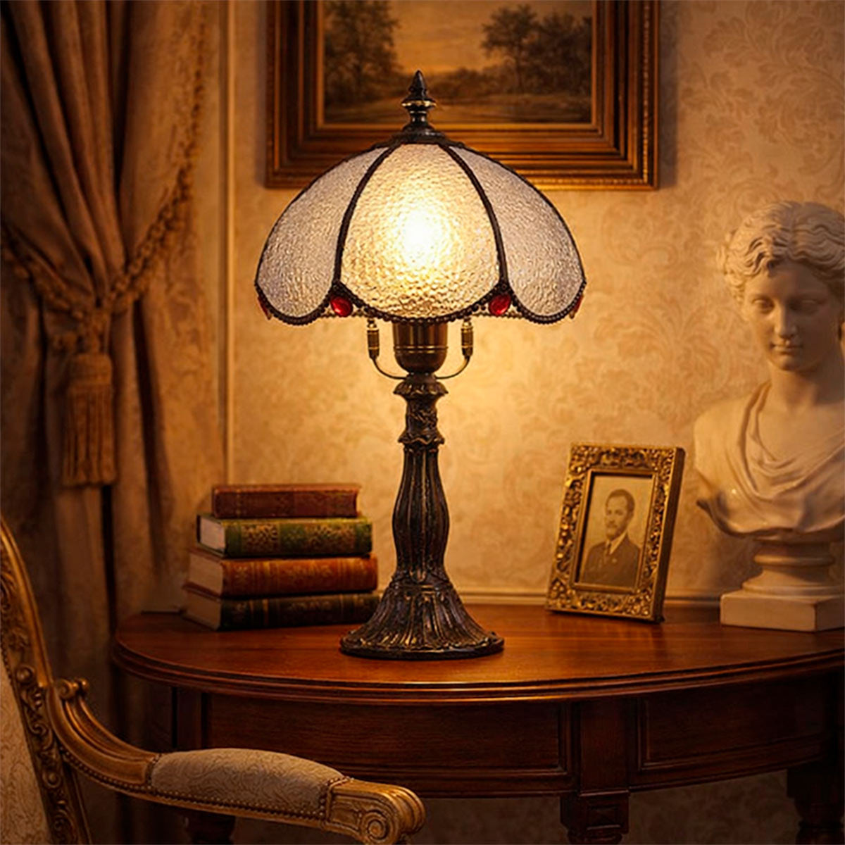 Lámpara de mesa "Candice" inspiración "Tiffany" - Ø 20cm (1)