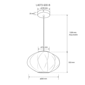 Lámpara colgante de diseño "MERIDIA 600" - Pantalla de seda - E27 - 60 cm (8)