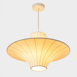 Lámpara colgante de diseño "SATURNO 600" - Pantalla de seda - 3 x E27 - 60 cm (4)
