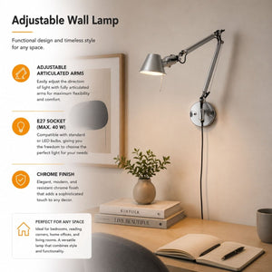 Aplique de pared de diseño "ATENEA" - Brazos articulados - E27 - Barcelona Led-Decoración