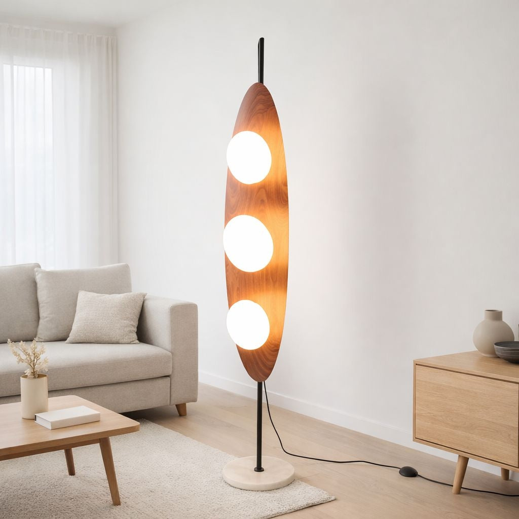 Lámpara de pie "Pacific" - Efecto madera - 3 x G9 (1)