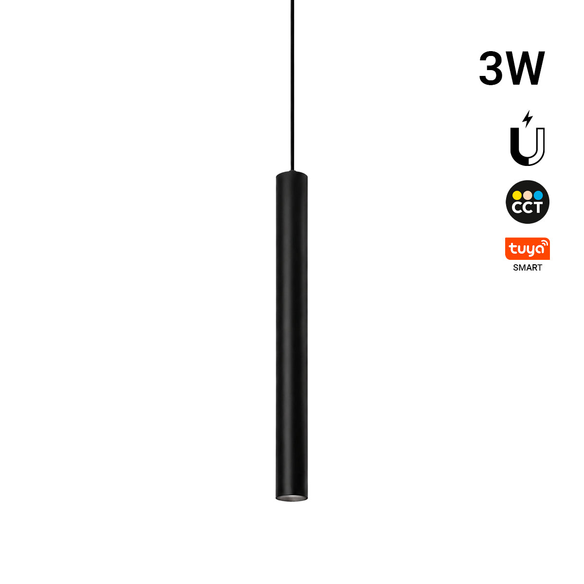 Foco LED de suspensión para carril magnético - 3W - 24º - 10mm - CCT + SMART - 48V