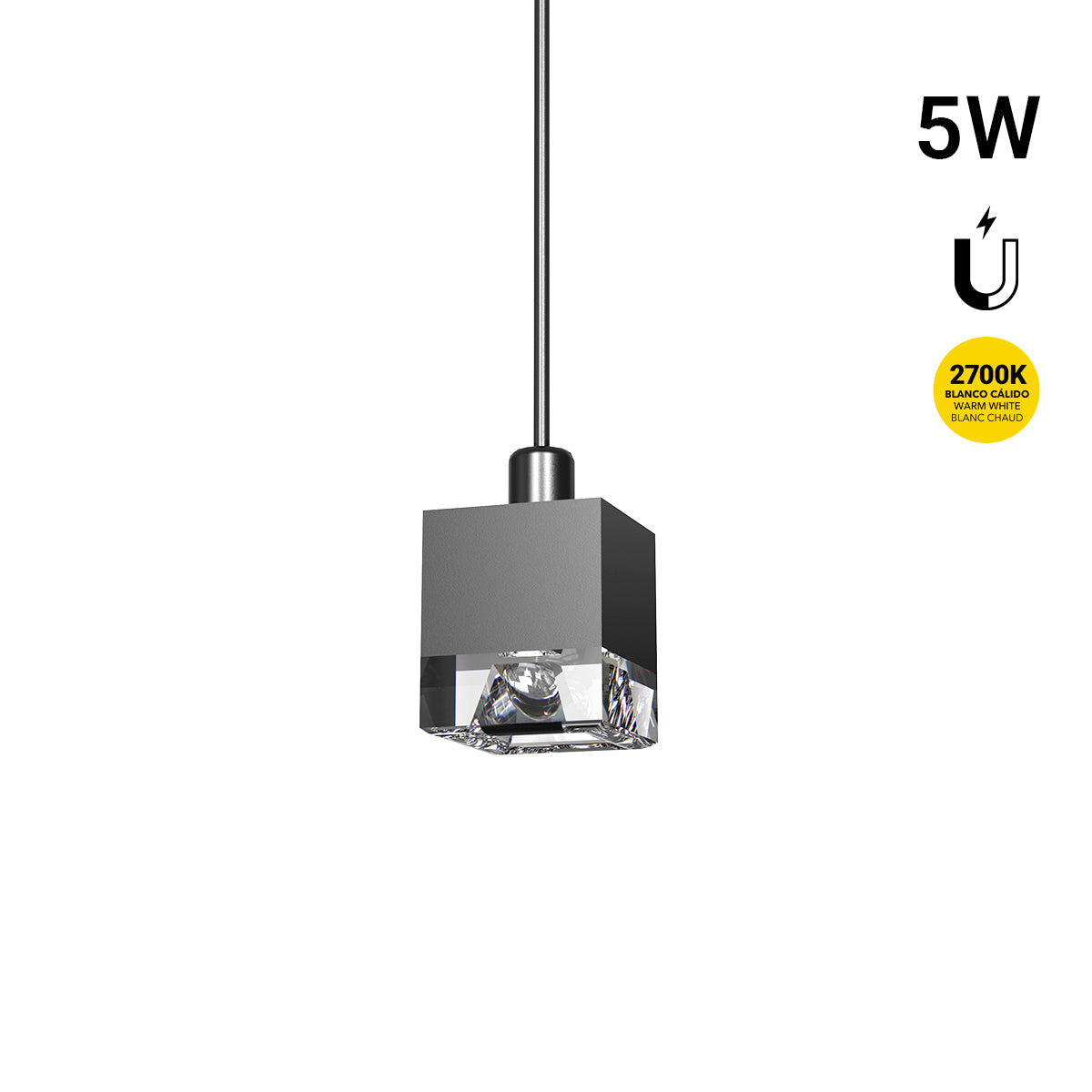 Foco LED colgante para carril magnético - 5W - 24º - 5mm - 24V