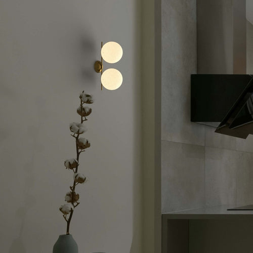 Double crystal ball wall light