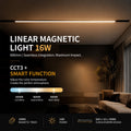 Linear luminaire for magnetic track - 16W - 120º - 10mm - CCT + SMART FUNCTION 3