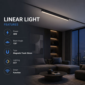 Luminaria lineal para carril magnético - 48W - 120º - 26mm - CCT + SMART - 48V (10)