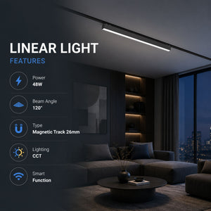 Luminaria lineal para carril magnético - 48W - 120º - 26mm - CCT + SMART - 48V (10)